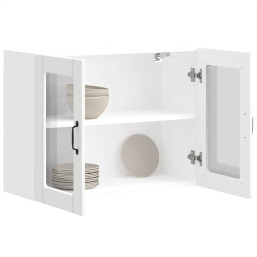 Xichuzi Küchen-Hängeschrank mit Glastür Lucca Weiß Holzwerkstoff, Hängeschrank Küche, Küchenschrank, Wall Cabinet, Oberschrank - 853847