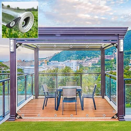 Strapazierfähige transparente PVC-Plane, wasserdichte Abdeckung für Pavillon, Pergola, Carport, 0,35 mm dick, Outdoor-Schutzplane, Vorhänge für Pflanzenabdeckungen, 2,8 x 2,5 m