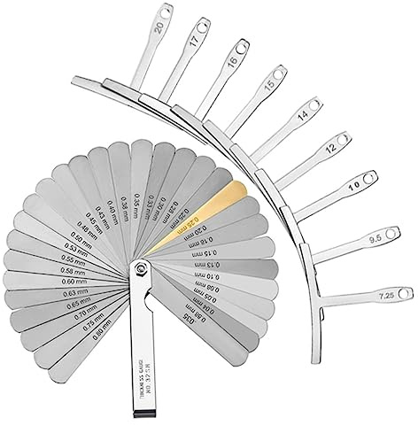 ERINGOGO Set Spessimetri e Righello Calibro Raggio per Chitarra in Acciaio Inox, Strumenti Compatto per Misurazioni Precise di Sottocorda e Manutenzione Liutaio