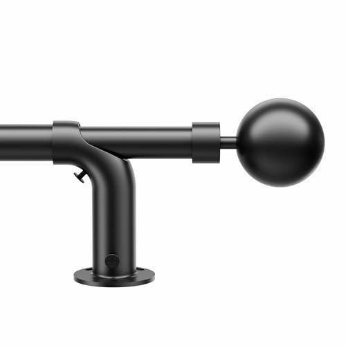 Gardinenstange Schwarz 76-280CM, 19MM Dia Vorhangstange, Gardinenstangen Deckenmontage, Gardienenstange Ausziehbar mit Metall EndstüCk, Verdunkelungsvorhangstange für Schlafzimmer, Wohnzimmer