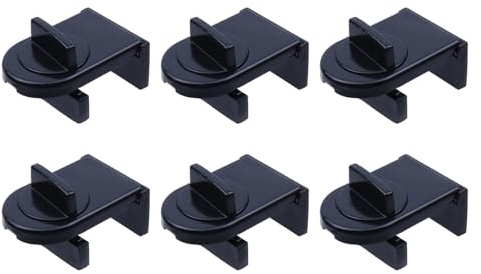 Semetall 6 PCS Adjustable Sliding Window Locks,Window Wedge Window Stop for Home Office,Enhanced Home Safety,Black