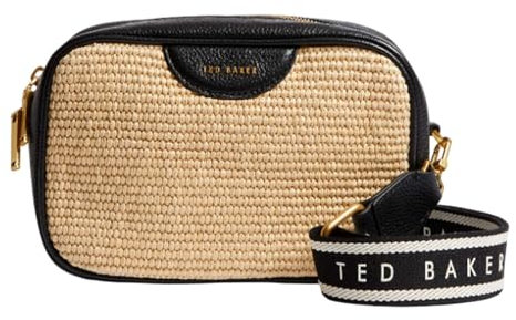 Ted Baker Bardas Webbing Faux Raffia Camera Crossbody Bag Black, black, One Size
