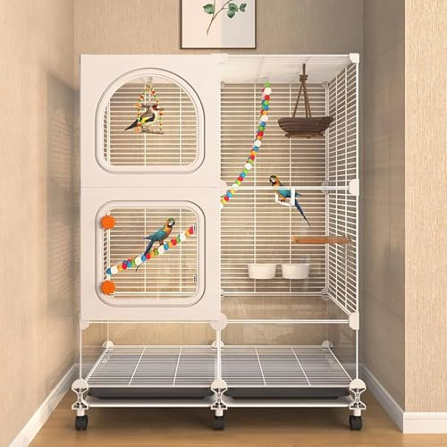 Großer Papageienkäfig mit Rollen und Tablett für einfache Mobilität und Reinigung, ideal für Sittiche und verschiedene Vögel