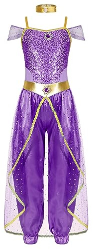 Hansber Fille Princesse Costume Enfants Arabe Indien Danse du Ventre Revêtement Paillettes dans L'ensemble Combinaison Conte De Fées Cosplay Faire La Fête Tenues