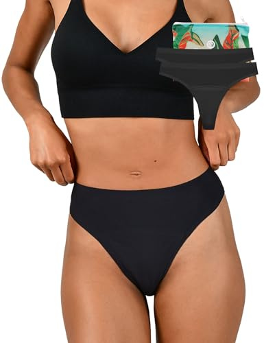 BeMee Nahtlose Perioden G-String 2er Pack für diskreten Schutz beim Sport oder unter Enger Kleidung I Seamless String I Menstruationsstring aus Oeko-Tex® zertifiziertem Nylon (Größe XS bis XXL)