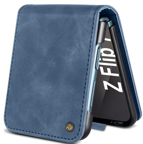 Giyer Handyhülle für Samsung Galaxy Z Flip 7 5G Hülle, Standfunktion Kartenfach Wallet Premium Leder Schutzhülle Galaxy Z Flip 7 Flip Case Cover Stoßfeste Klapphülle (Blau)