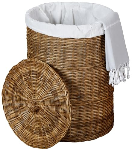 Aufbewahrungsbox mit Deckel – Wäschekorb Geflochten, Flechtkorb aus Rattan 50l | Aufbewahrung & Aufbewahrungskorb