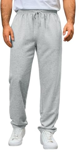 Runcati - Pantaloni da jogging da uomo, Regular Fit, pantaloni sportivi lunghi, casual, per il tempo libero, fitness, sweathose, vita elastica, pantaloni da allenamento con coulisse, grigio., XXL