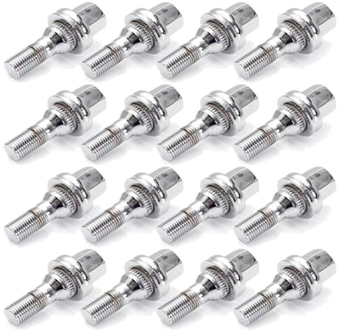 LAKUYRD Steel Wheel Bolts Compatible With Peugeot 1007 206 207 406 407 607 M12x1.25 17mm Wheel Hub Nuts 4/16PCS Car Aluminum Chrome Wheel Bolts Nuts Kit(16PCS)