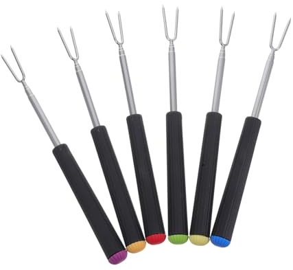LOLIPPYY 6pièces Fourchettes à Fondue Pour Cuisine Extérieure Avec Manche Anti-chaleur Pour Fromage Fruits Et Guimauves