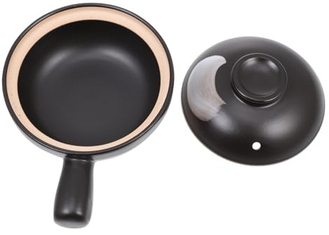 Toyvian Cocotte Marmite à Soupe Petite Taille En Céramique Couvercle Trou D’aération Pour Cuisson Uniforme De Riz Et Soupe Cuisson Individuelle Portable Noir Gris Marbré