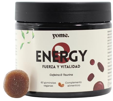 Gominolas de Cafeina y Taurina, Energia – 60 Gominolas Veganas – Mejora la Concentración, Favorece el Rendimiento Físico y Mental – Sabor natural Cafe - Sin Azucar