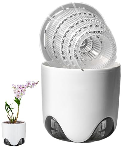 Maceta para orquídeas – Guía para raíces grande de 18,7 cm, maceta decorativa de Dendrobium con tomas de aire y base de drenaje | Maceta para plantas de balcón para interiores, ideal para decoración