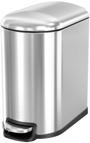 Clevich 20L Slim Kitchen Bin with Pedal, Bathroom Bin with Soft Close Lid | Stainless Steel, Small Trash Can with Removable Inner Bucket for Home, Bathroom, Kitchen, Bedroom, and Office