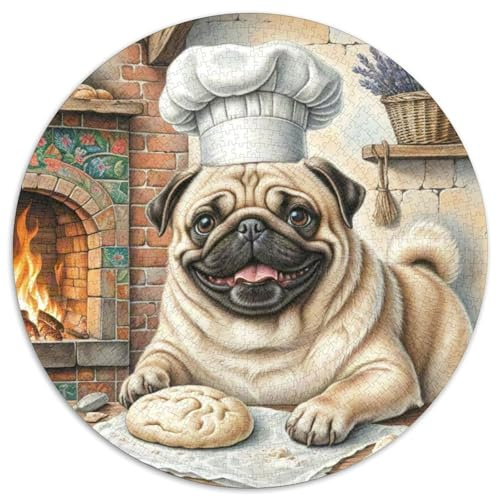 Pug Rund Puzzles 1000 Teile Fur Erwachsene Und Kinder Tieres Haustiers Cute Geschicklichkeitsspiel Geschenk Fordernd Kleinkinder Groß 1000pcs (67.5x67.5cm)