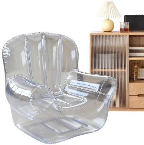 Eoixuqba Aufblasbarer Sessel, aufblasbares Sofa, ergonomisch, transparent, Sofa, Couch, Möbel für Schlafzimmer, Reisen, Pool, Balkon, Outdoor, Rasen, drinnen