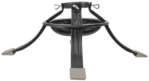 GARVALON Supporto per Albero di Natale Vero in Metallo Verde Rustico con Base Rotonda Regolabile Supporto da Pavimento Stabile in Ferro Battuto per Alberi Veri e Decorativi Adatto per