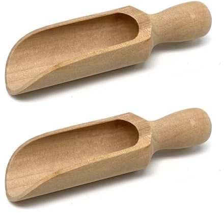 2PCS Wooden Scoop Set with Smooth Handle, Wooden Scoops for Bath Salts, Multipurpose Kitchen Large Wooden Spoon Tool, Scoops for Food Home Organization and Crafting Projects