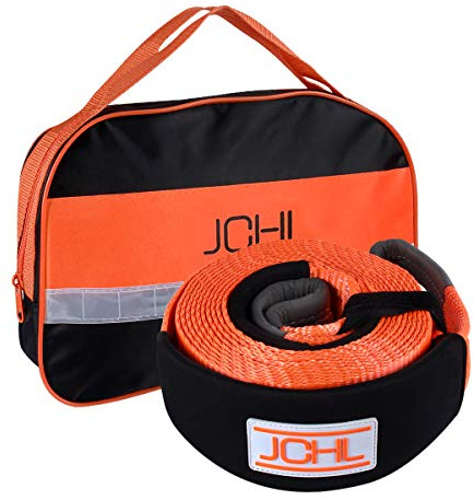 JCHL Correa de Remolque de recuperación, Cuerda de Remolque Resistente, 3 x 20 pies, 35000 Libras (18 toneladas), Capacidad Nominal, Cuerda de Remolque Todoterreno, bucles Reforzados, Mangas
