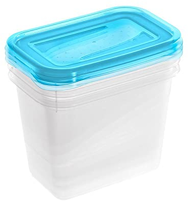 keeeper Set da 3 Contenitori per Alimenti, 3 x 1 L, 15,5 x 10,5 x 11,5 cm, Fredo Fresh, Blu trasparente
