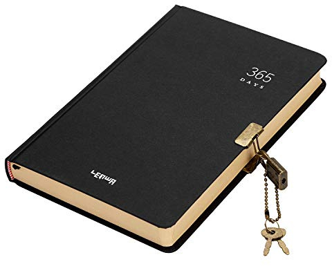 LONTG Carnet de Notes A5 Carnet de Cadenas en Papier Kraft Bloc-note Calepin avec Couverture Rigide Journal avec Serrure Agenda Annuel Album de Journal pour Étudiants Bureau Écriture Journalière