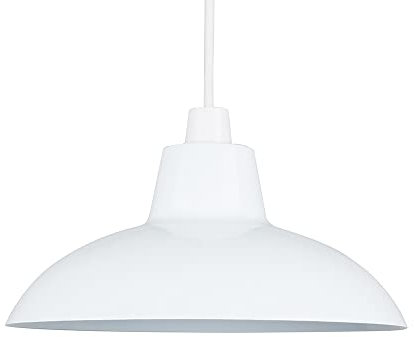 MiniSun | Retro Style Gloss White Metal Ceiling Light Shade | Pendant Lights, Home Décor & Improvement Essential | Includes 10W LED Bulb [3000K Warm White] | 288mm Shade Width