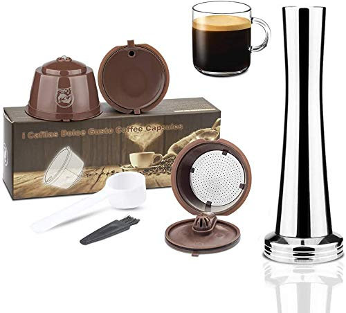 i Cafilas Dolce Gusto kapsel wiederverwendbar,kaffeekapsel Edelstahl nachfüllbar Kaffeekapselfüllung für Dolce Gusto, mit 1 Kaffeelöffel, 1 Reinigungsbürste und 1 tamper(3 Kaffeekapsel)