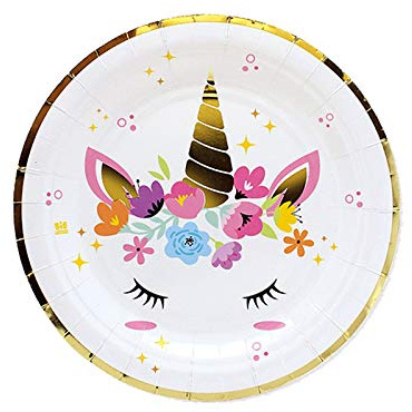 ipt Piattini Dessert Sweet Unicorn 40 pz – 18 cm piatto per dolci torta festa a tema unicorno cavallo magico fatato alato