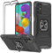 KANSi Funda Compatible con Samsung Galaxy A51, Cristal Vidrio Templado [2 Piezas] Capa Anillo iman Soporte Hard PC y Silicona TPU Antigolpes Armor Carcasa para Samsung A51 - Negro