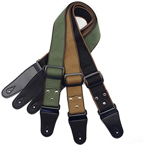 Evil Hair Guitar Strap Acoustic Folk Guitarra Belt Straps Vintage Cross Personality Guitar Straps with Pick Pocket (Yellow)