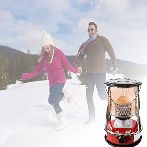 STCK Rot(4.6 L) Petroleumofen für Innenräume, 2,6 KW 2 in 1 Tragbarer Petroliumheizer, Winter Mobiles Gas Heizgerät, Gasheizer für Camping Angeln Wandern Caravan Zelt (Farbe : Rot)
