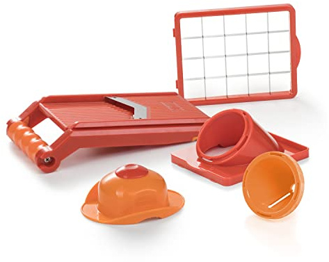 Genius Nicer Dicer Chef S Premium Set 5-tlg zum Gemüseschneiden Obstzerkleiner für Salat Eintöpfe, Würfel Stiften Schneider, Spiralschneider