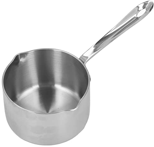 Pot à lait en acier inoxydable, petite casserole avec double bec pour induction Chauffe-eau à induction Pot à ébullition avec poignée suspendue, pot à fondre le chocolat