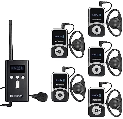 Retekess T130S T131S(2nd Gen T130) Audio Tour Guide System,Church Translation System, Hi-Fi Sound, 100m, D-Shaped Headphones for Both Ear, Tour Guide Headsets for School
