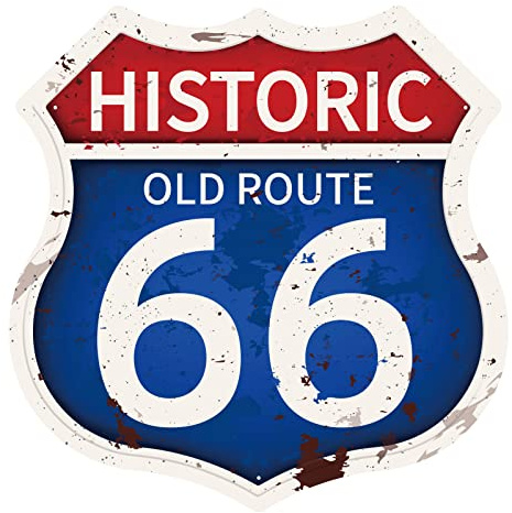 GLOBLELAND Route 66 Vintage Shield Metal Tin Sign 12×12inch