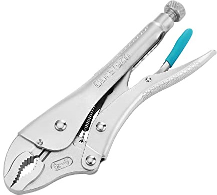 DURATECH 10-Inch Locking Pliers, Premium Cr-V Construction, Curved Jaw Locking Pliers with Wire Cutter, Fit for Clamping Twisting Welding