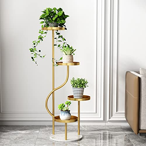 GIZNXBA Blumenständer Fensterbank Pflanzenständer Metall Blumenregal Outdoor Pflanzenregal Blumentreppe 4-stufige Pflanzentreppe Für Patio Wohnzimmer Balkon Büro (Color : /Gold)