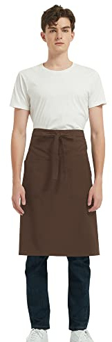 PINDUNCHEF Unisex Two Pocket Bbq Bistro Waiter CookingApron Waterproof Stain Resistant Waist apron (Brown, One Size)