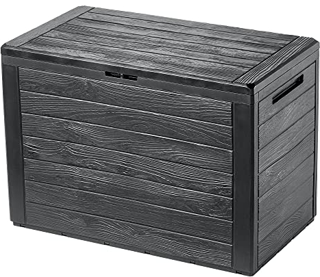 KADAX Gartenkiste, Aufbewahrungsbox aus Kunststoff, Gartentruhe für Aufbewahrung von Kissen, Kinderspielzeug und Sitzauflagen, Gartenbox für Garten und Terrasse (190L, Anthrazit)