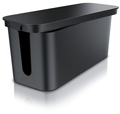 CSL - Kabelbox Groß 31cm - XXL Kabelmanagement Box für Steckdosenleiste - Box zum Kabel verstecken - Kabel Organisator - Schutz und Sicherheit - Anti Rutsch Boden - Schwarz