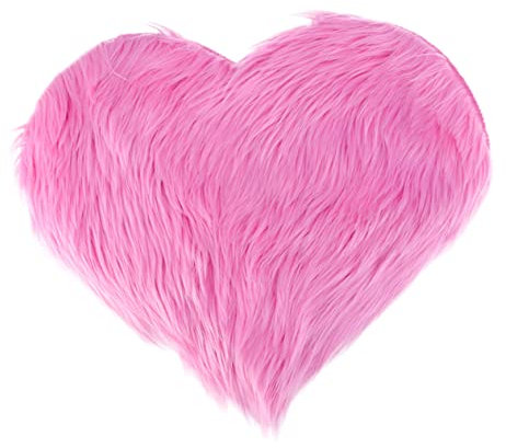 Cabilock Herzförmiger Langfloriger Teppich Aus Kunstwolle in Wolloptik Flauschiger Dekorativer Teppich in Rosa Weich Und Strapazierfähig