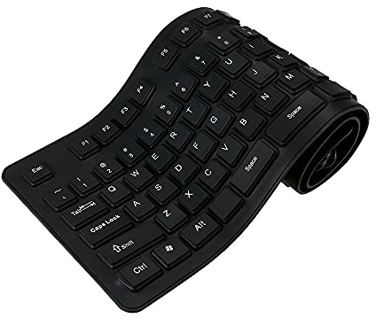 HUIOP Raton inalambrico 108 Teclas USB Silicona Flexible Plegable Teclado Impermeable a Prueba de Polvo USB Teclas silenciosas para computadora portátil Teclado de Escritorio