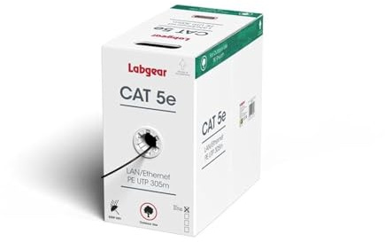 Labgear Cable Ethernet Cat 5e de 305 m, 100% cobre puro, cable de Internet para exteriores, 23 AWG UTP 305 m, resistente a la intemperie, cable de red LAN Ethernet de alta velocidad, frecuencia 100