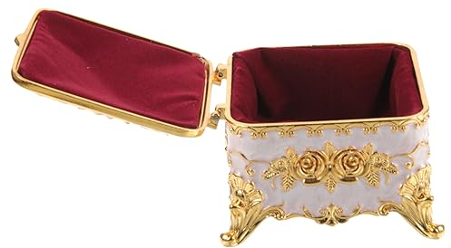 Cabilock Joyero Vintage De Aleación Resistente Al Calor Con Diseño Relieve Floral Caja Organizadora Para Anillos Pendientes y Collares Elegante Almacenamiento Para Mujer Estilo Retro