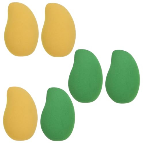Mipcase Lot de 6 Houppettes à Poudre en Éponge Forme Mangue, Double Usage Sec et, Faciles à Nettoyer, Compactes pour Maquillage de Voyage