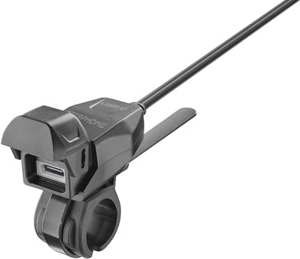 INTERPHONE - Kit Alimentazione da Manubrio Tubolare Moto Presa USB type C con Interruzione di Corrente - Cappuccio di protezione - Output DC 5V- 2A - Cavo 170 cm