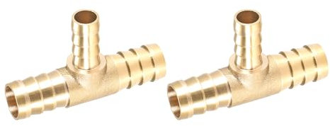 METALLIXITY T-Shaped Brass Barb Fitting (14mm x 10mm x 14mm) 1pcs, Barb Reducer - for Fuel Air Water Oil Gas