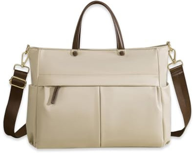 SONARIN Mode Laptop Handtasche Damen,Wasserdicht 14 Zoll Laptop Tasche Arbeitstasche Aktentasche Notebooktasche Shopper Tote Umhängetasche für Business Büro Schule Reisen(Aprikose)