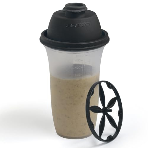 SIGNORA WARE Shaker Bottles | 17-Ounce Plastic Protein Shake Bottle for Meal Replacement Shakes & Smoothies, Beverages, Mixing Salad Dressing & Sauces, Margarita, & More