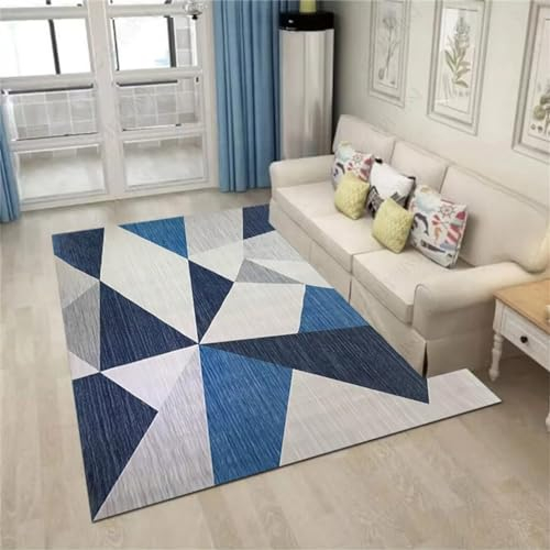 Xiaosua Teppich Rechteckig300x400CM Baby Kinder Grauer, moderner, Rutschfester, langlebiger mit geometrischem Design Blau